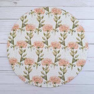 Braided Placemat Centerpiece Orange Floral 15 Inch Round